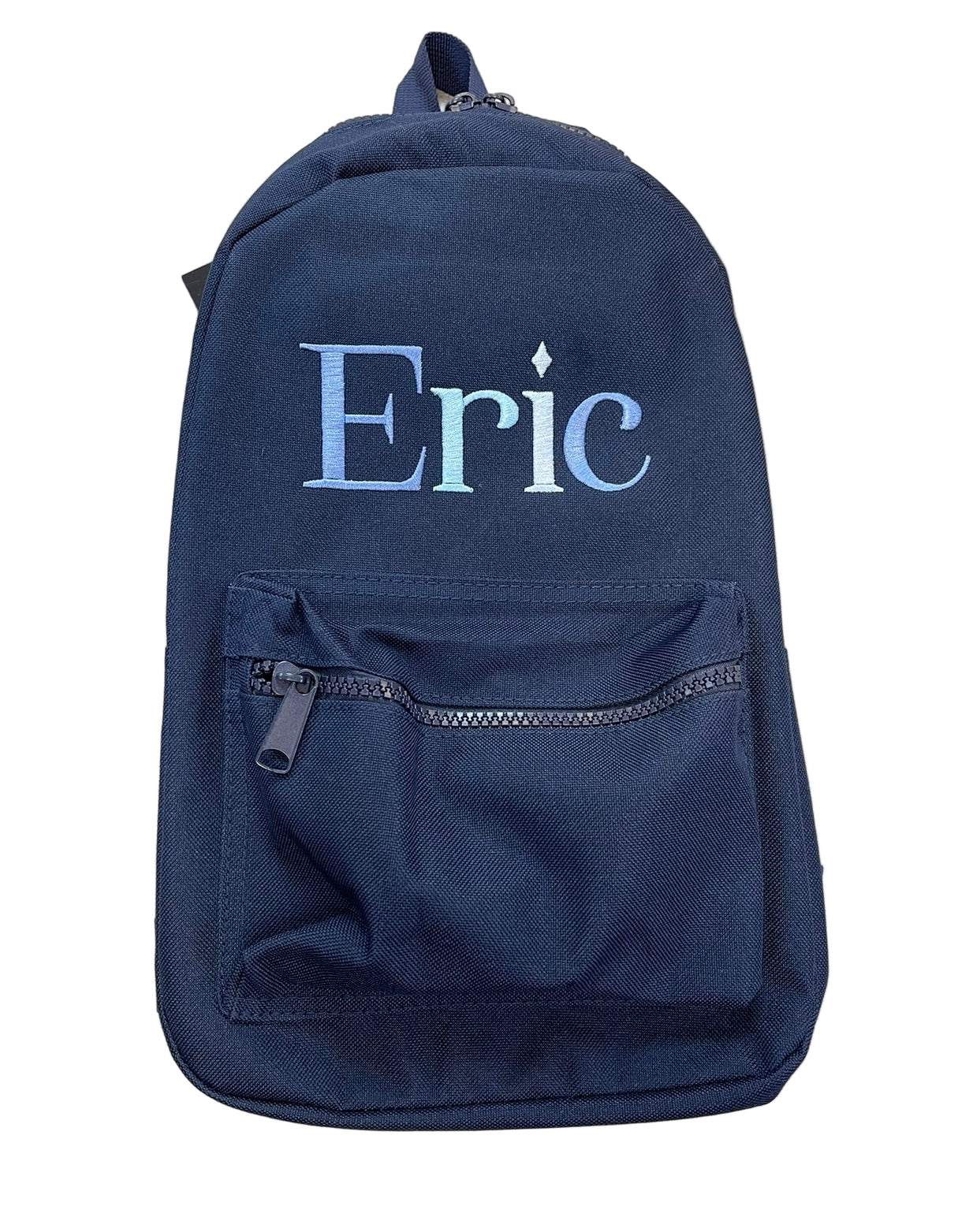 Personalised Navy childrens backpack Rainbow Blues