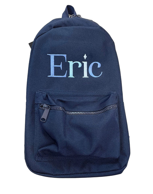 Personalised Navy childrens backpack Rainbow Blues
