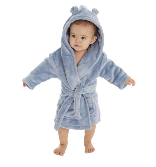 Super soft Dusky Blue hooded dressing gown
