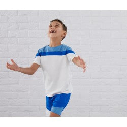 Personalised Block Colour T-Shirt & Short Set Blue & White