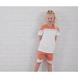 Personalised Block Colour T-Shirt & Short Set Peach & White