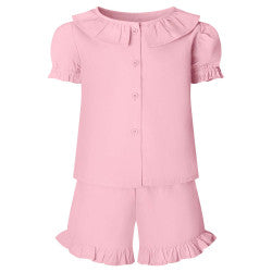 Personalised Frill T-Shirt & Shorts Pastel Pink
