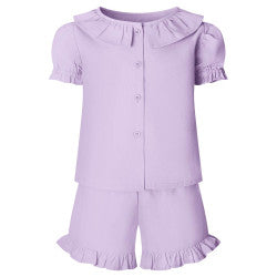 Personalised Frill T-Shirt & Shorts Pastel Purple