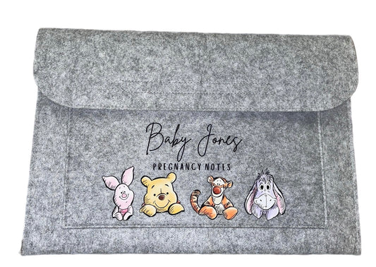 Personalised Grey Pregnancy notes keep sake folder