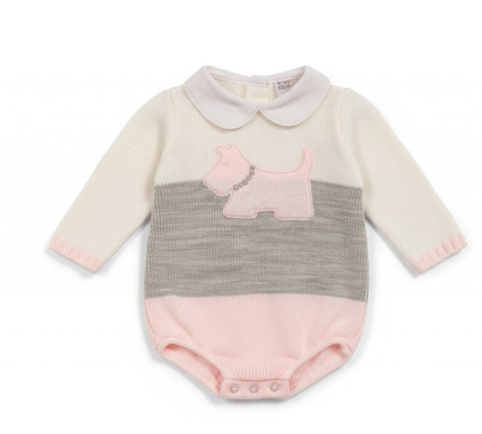 Knitted Pink Dog Romper