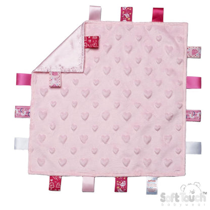 Personalised Pink Love Heart Taggie Comforter