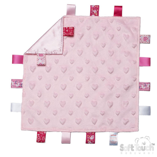 Personalised Pink Love Heart Taggie Comforter
