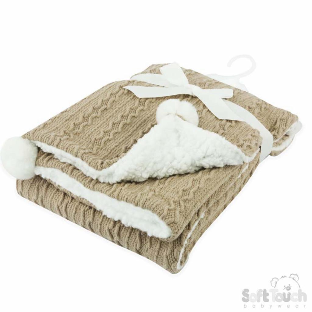 Personalised Coffee Cable Pom Blanket