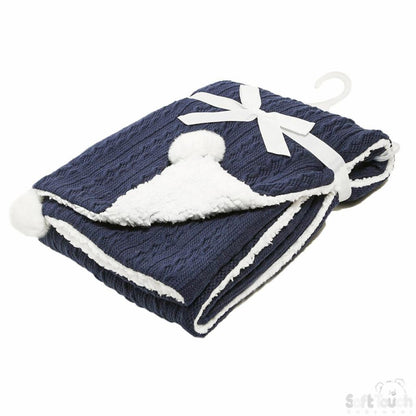 Navy cable Pom blanket First Name