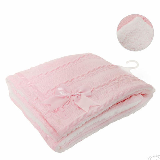 Personalised Pink Cable Knit Bow Blanket