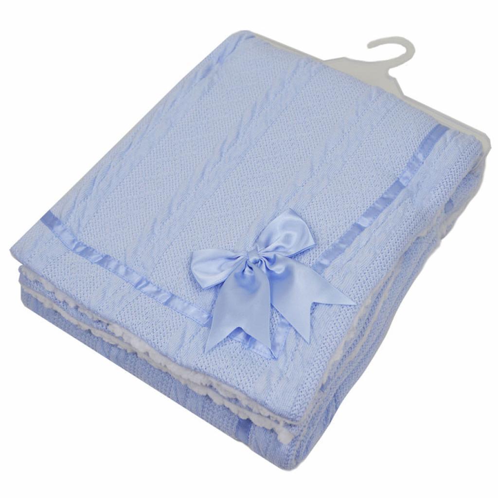 Personalised Blue Cable Knit Bow Blanket