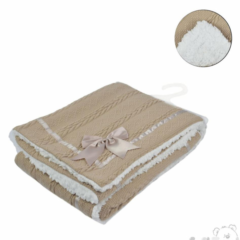 Personalised Coffee Cable Knit Bow Blanket