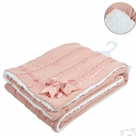 Personalised Rose Cable Knit Bow Blanket