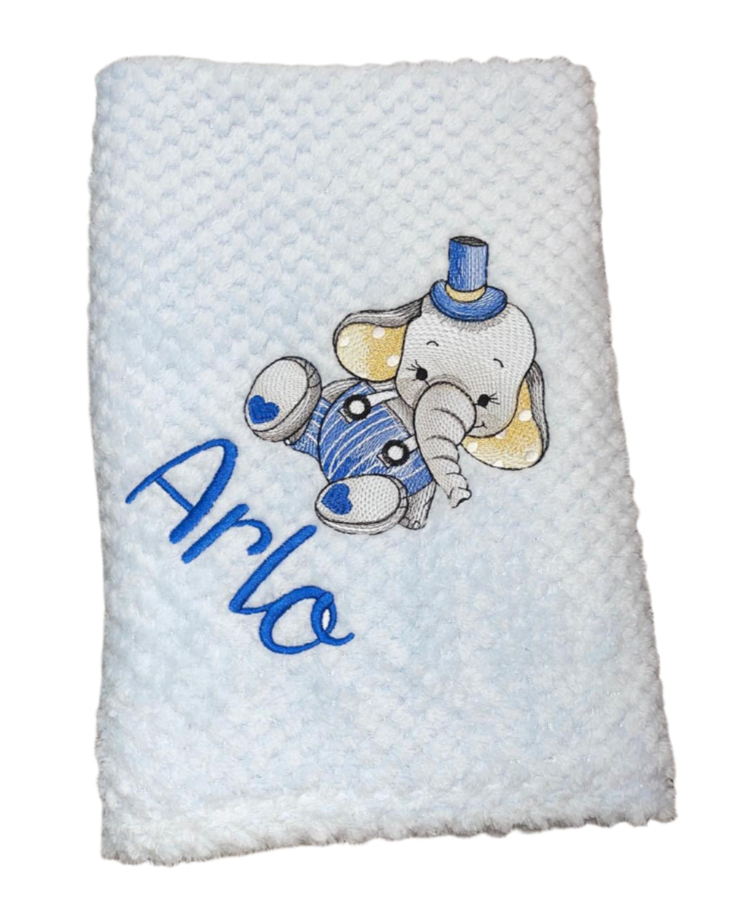 Personalised waffle blanket - Top hat elephant