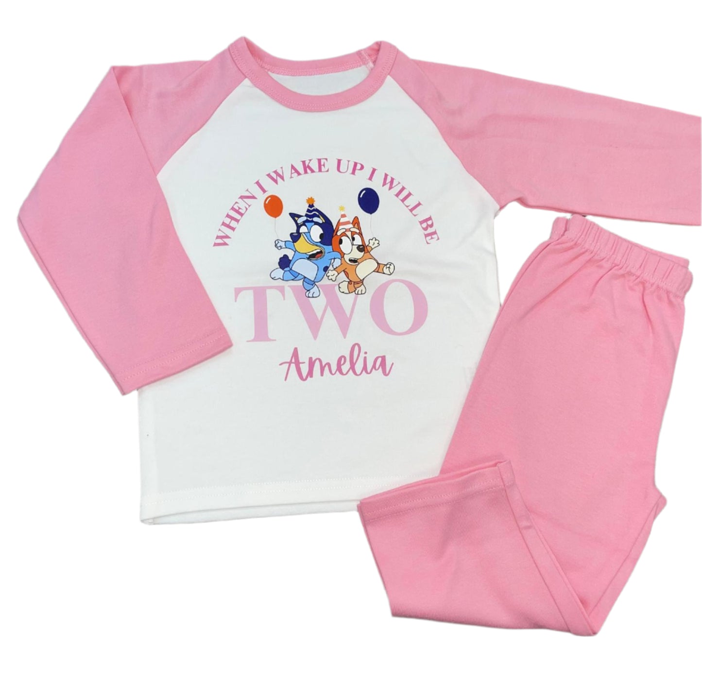 Personalised white & pink Birthday Pyjamas - Bluey