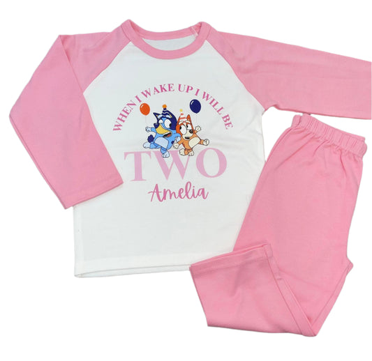 Personalised white & pink Birthday Pyjamas - Bluey