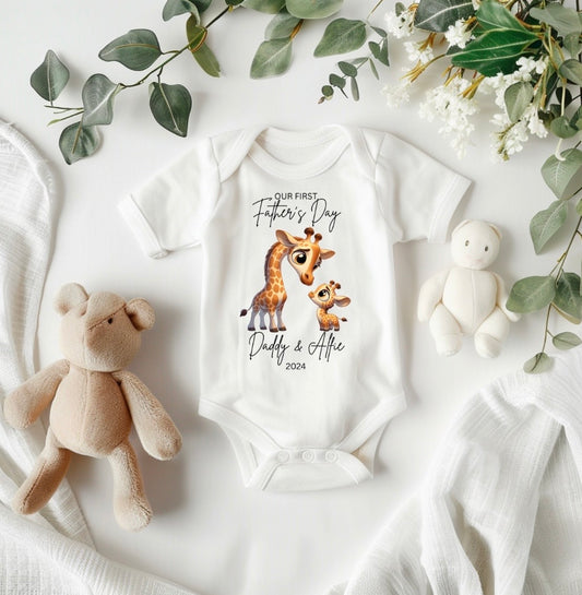 Our First Fathers Day personalised Vest- Giraffe