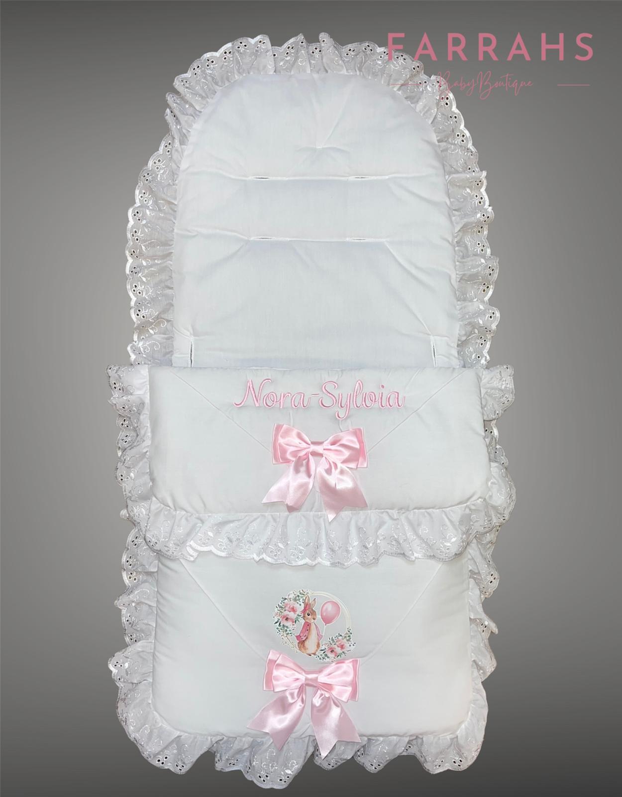 Personalised Stunning White & Pink  Rabbit Cosytoes