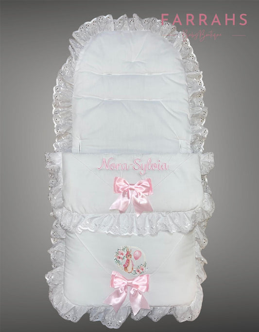 Personalised Stunning White & Pink  Rabbit Cosytoes
