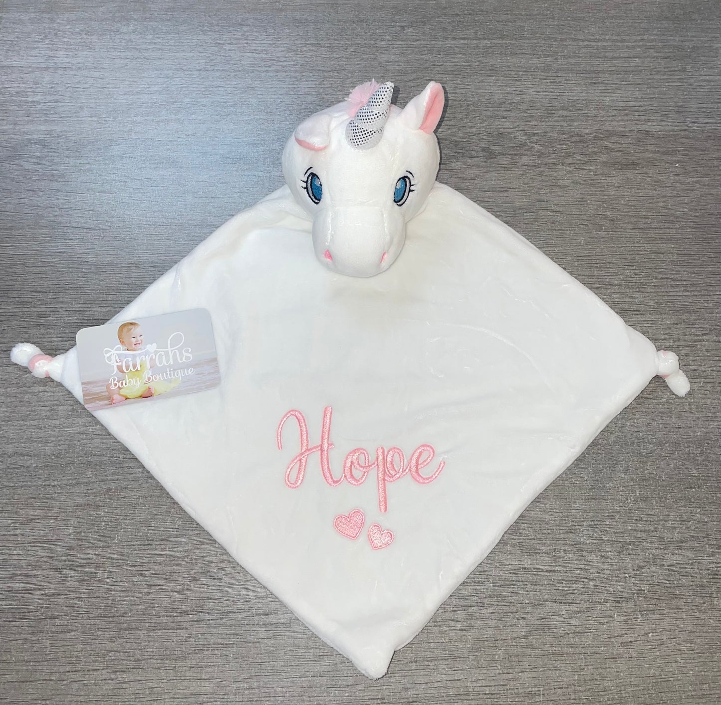 Personalised White cubbies Unicorn comforter