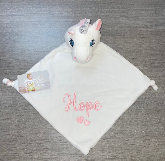 Personalised White cubbies Unicorn comforter