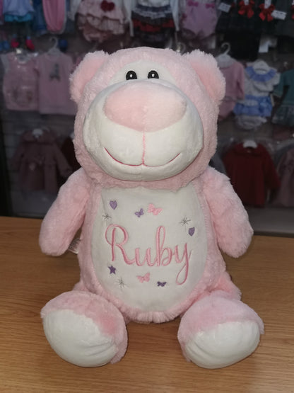 Personalised pink cubbyford bear