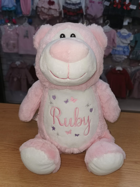 Personalised pink cubbyford bear