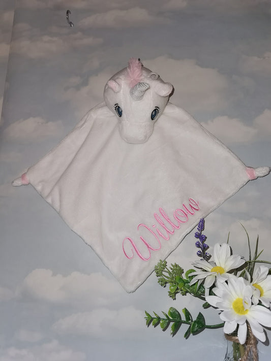 Personalised White cubbies Unicorn comforter