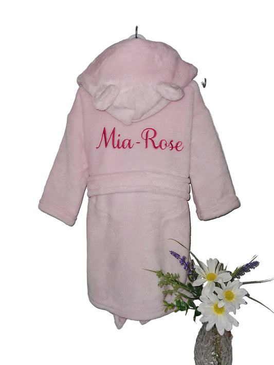 Personalised Soft Pink Hooded Dressing Gown