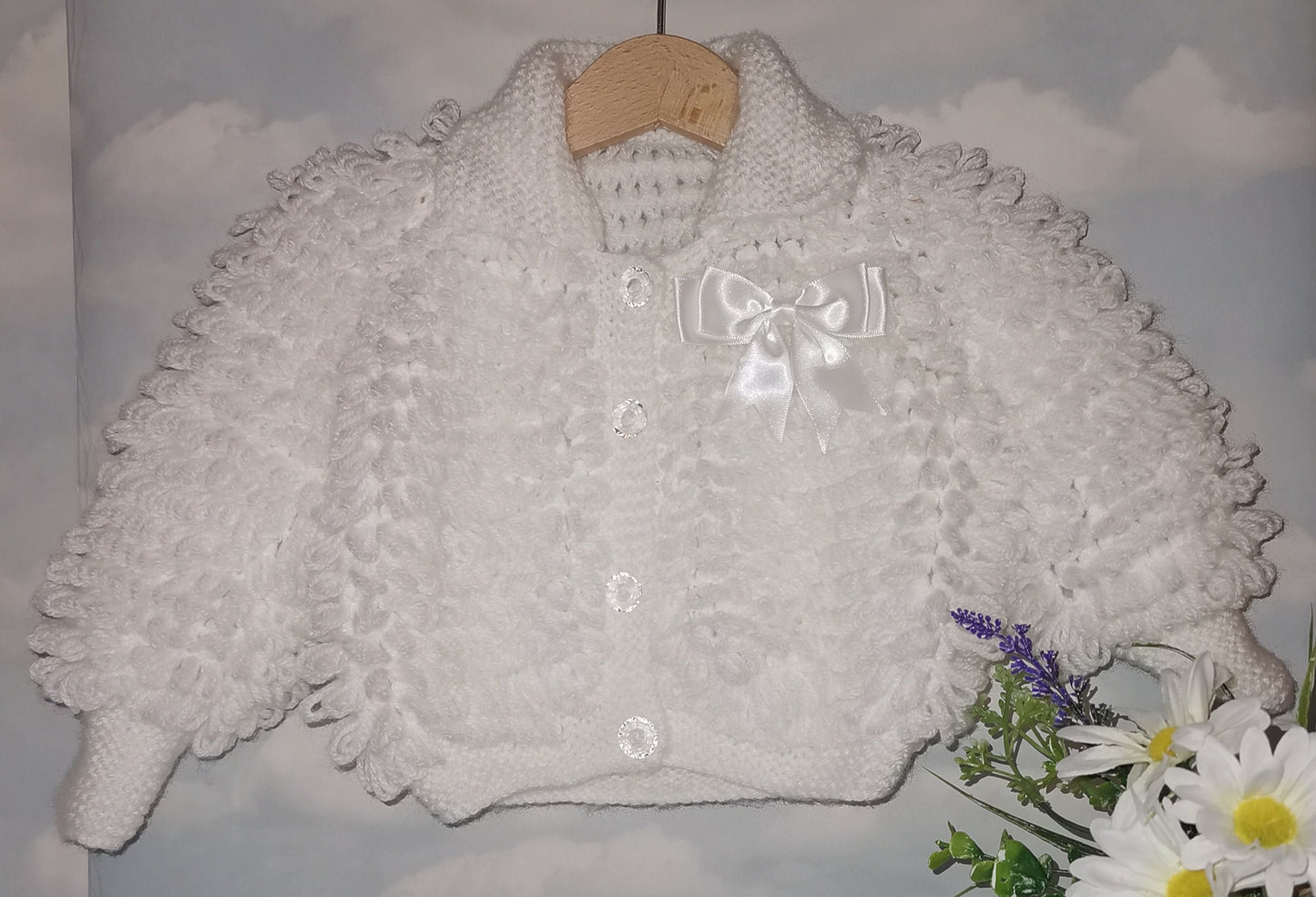 Handmade Loopy cardigan - white