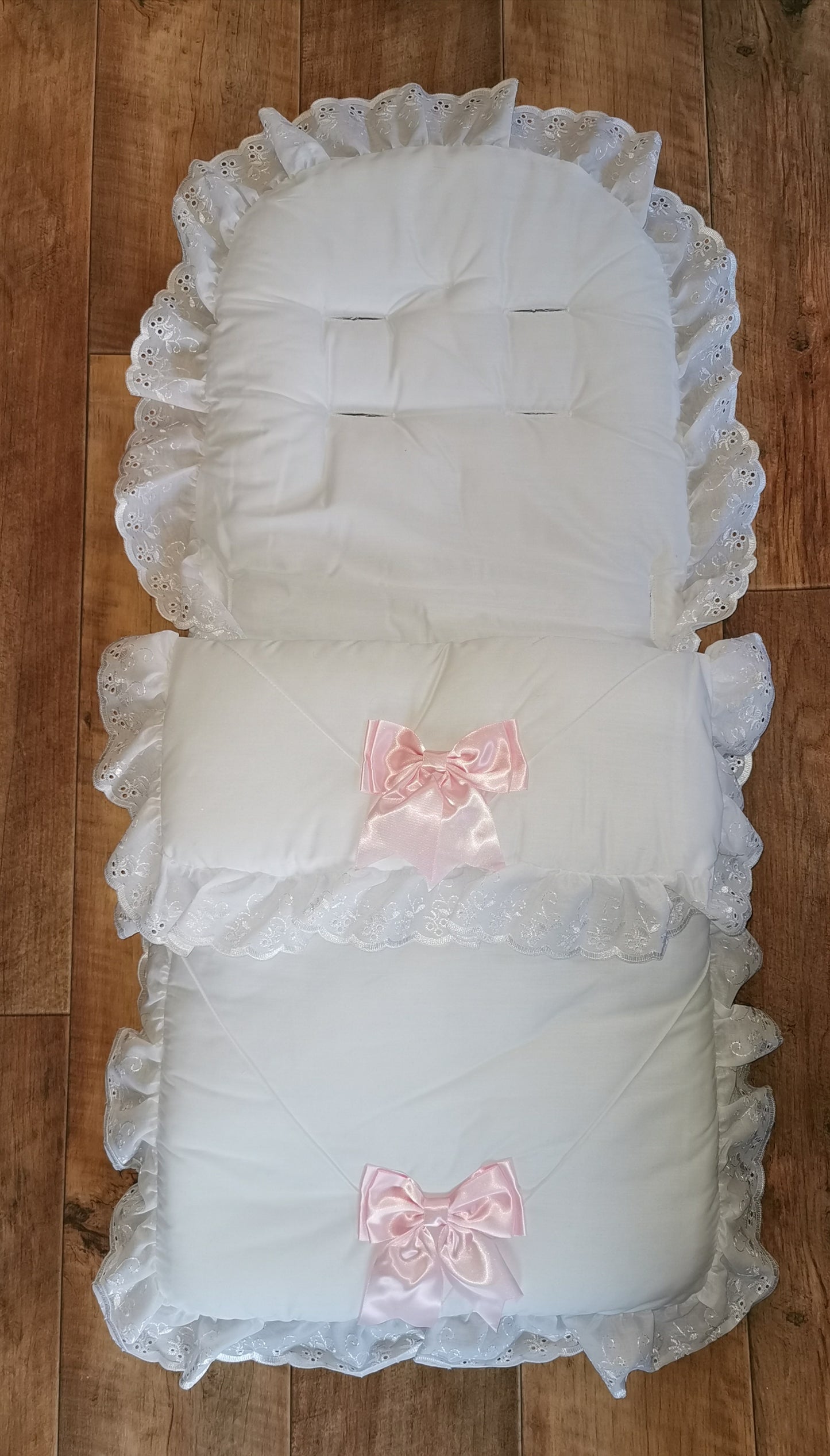 Personalised White & pink Two bow Cosytoes