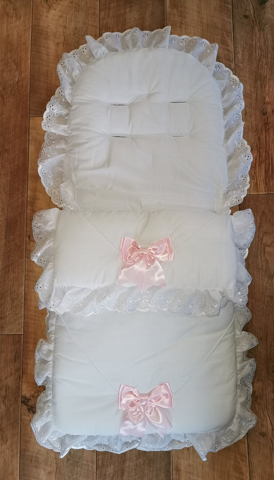 Personalised White & pink Two bow Cosytoes