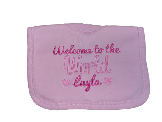 Personalised Welcome to the world bib