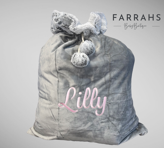 Grey and white Luxury christmas santa Sack