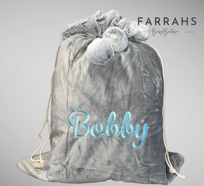 Grey and white Luxury christmas santa Sack