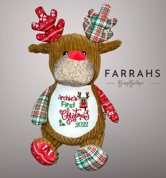 Personalised Red cubbies tartan reindeer