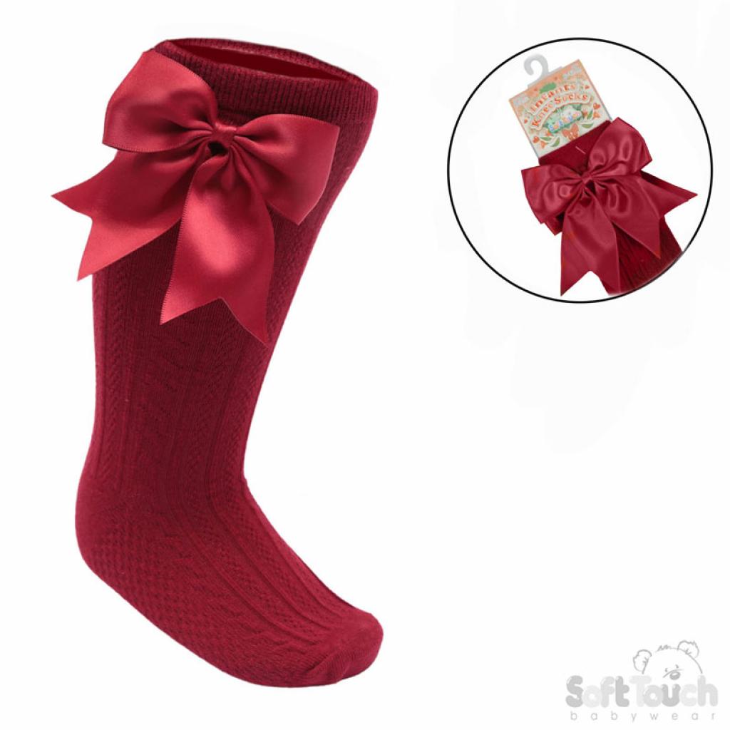 Elegance Burgundy Bow Sock
