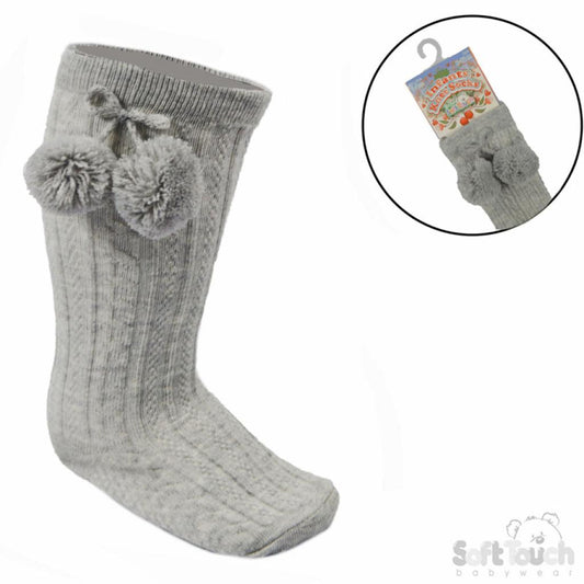 Elegance Grey Pom pom Sock