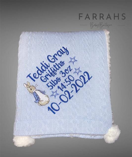 Personalised Blue Peter Rabbit blanket