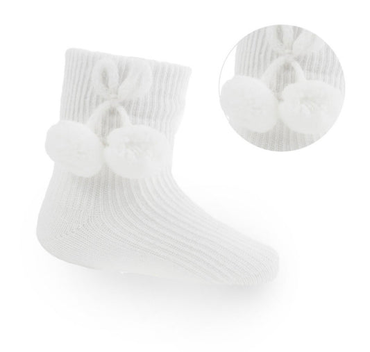 White Ankle pom pom socks