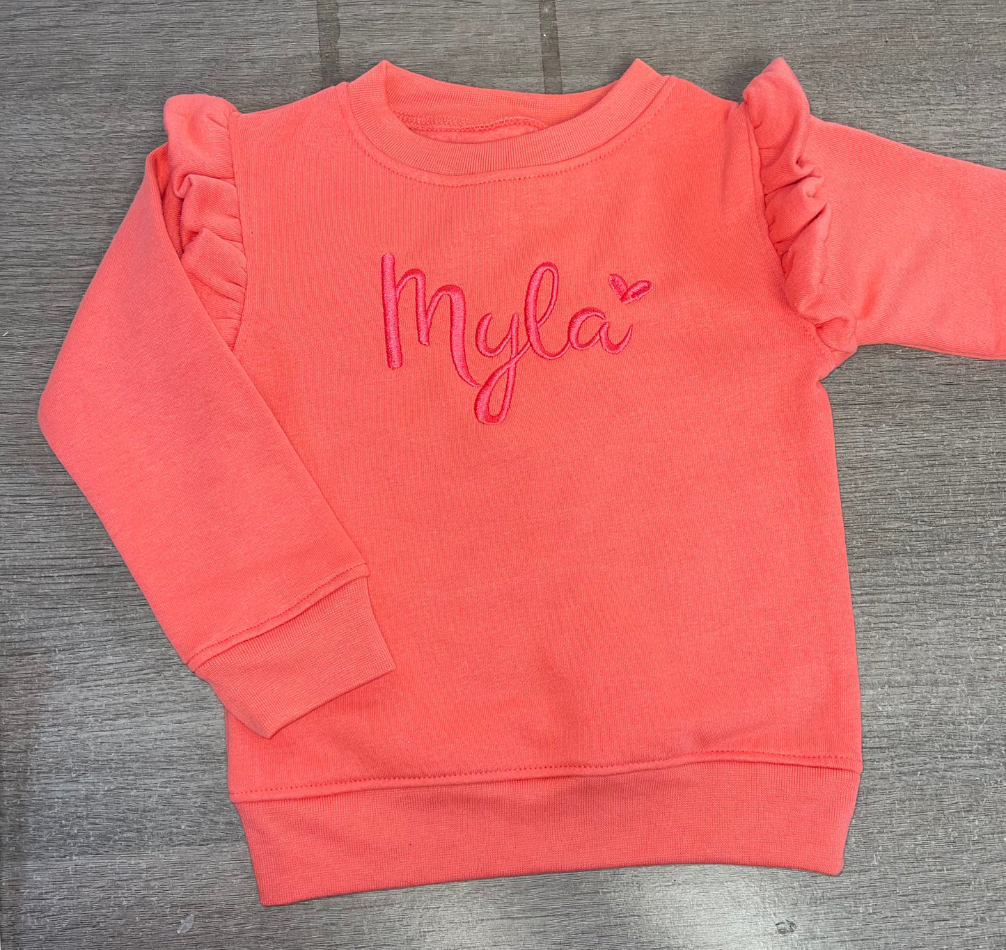 Personalised Coral Red Frill Jumper