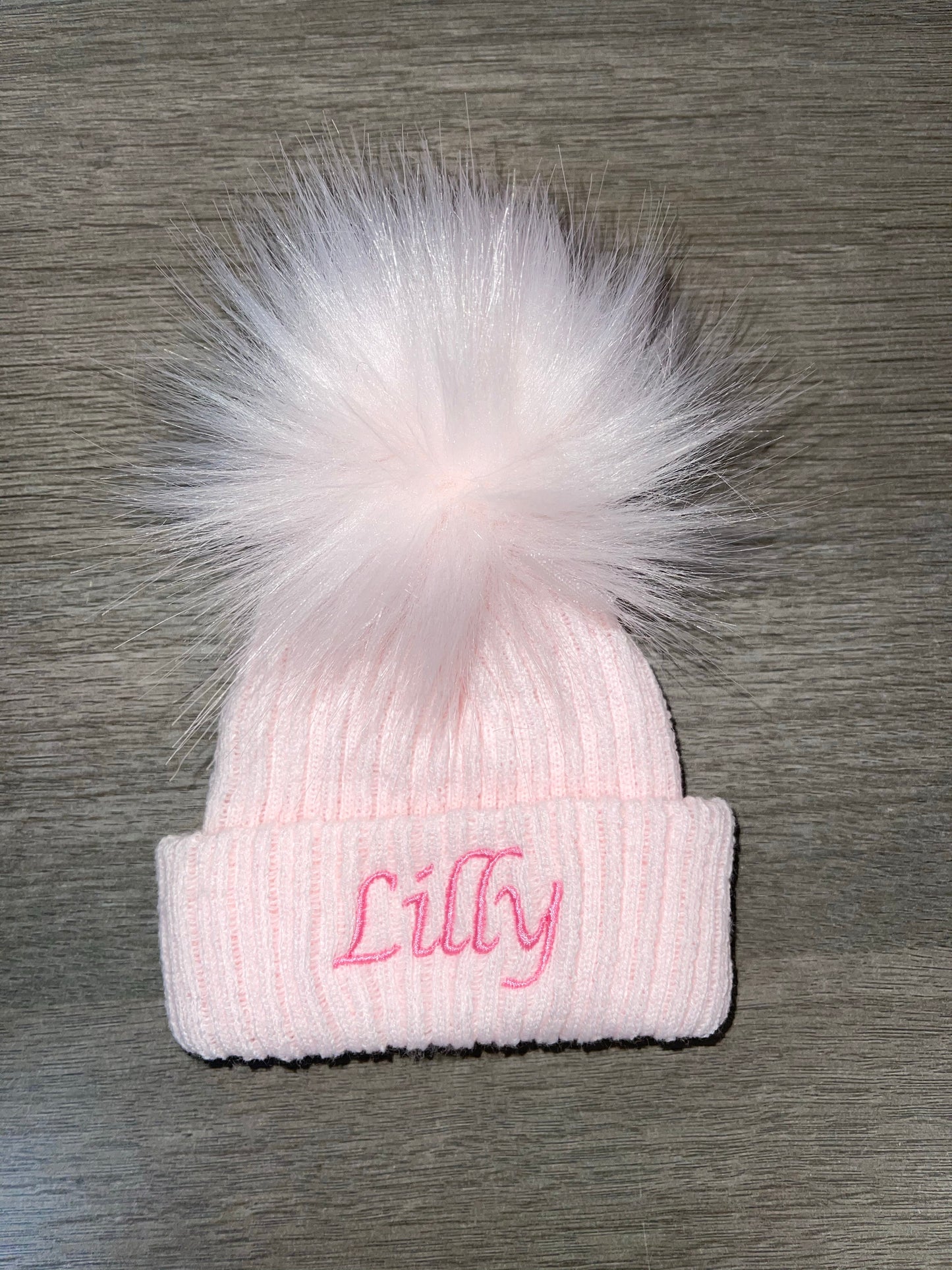 Personalised single pom pom hat - Pink