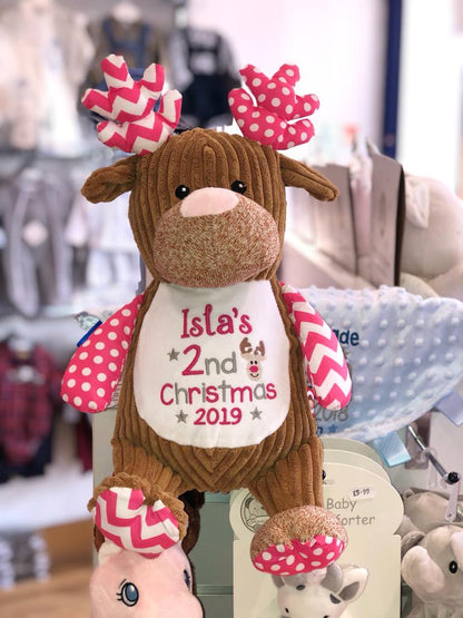 Personalised pink Cubbies reindeer