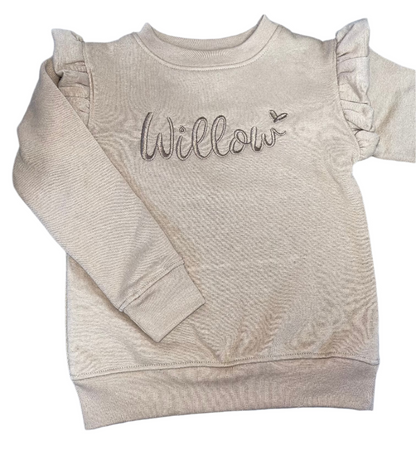 Personalised Warm Taupe Frill Jumper