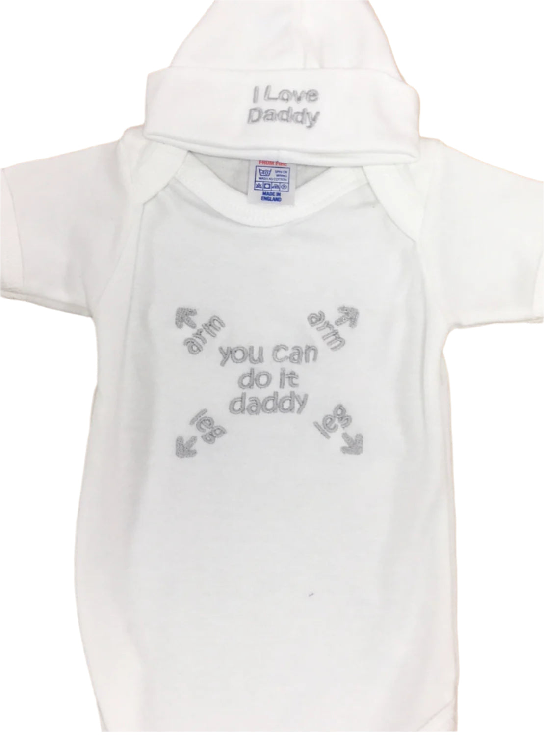 You can do it Daddy!!!!  White Vest and Hat set