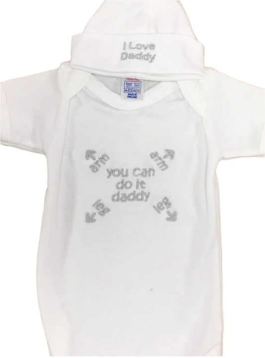 You can do it Daddy!!!!  White Vest and Hat set