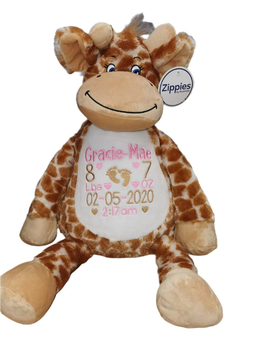 Personalised cheeky giraffe teddy