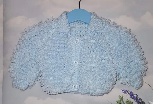 Handmade Loopy cardigan - blue
