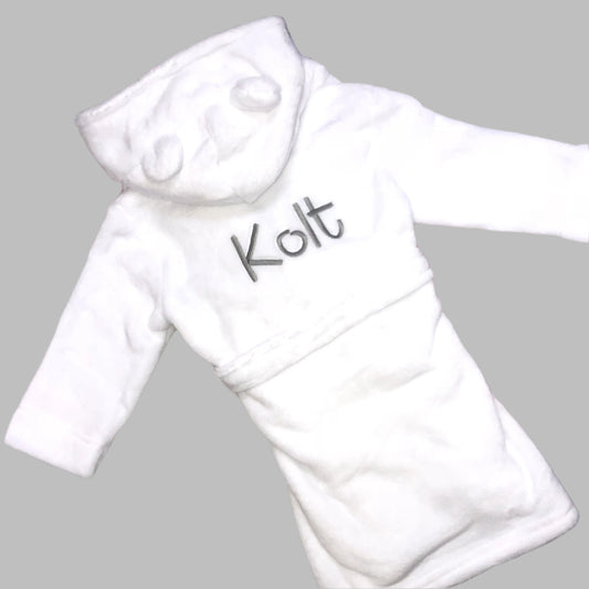 Super Soft White Hooded Dressing Gown