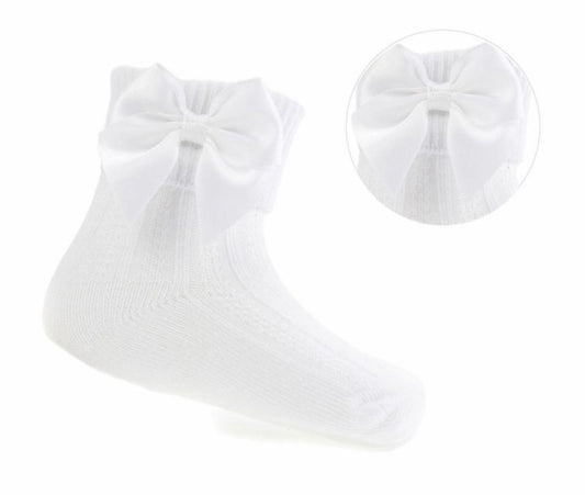 White ankle bow socks